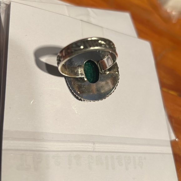 Malachite Natural Gemstone 925
 Silver SIZE 10.5 - Picture 7 of 10